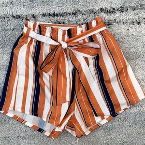 Striped Orange and White Women's Shorts